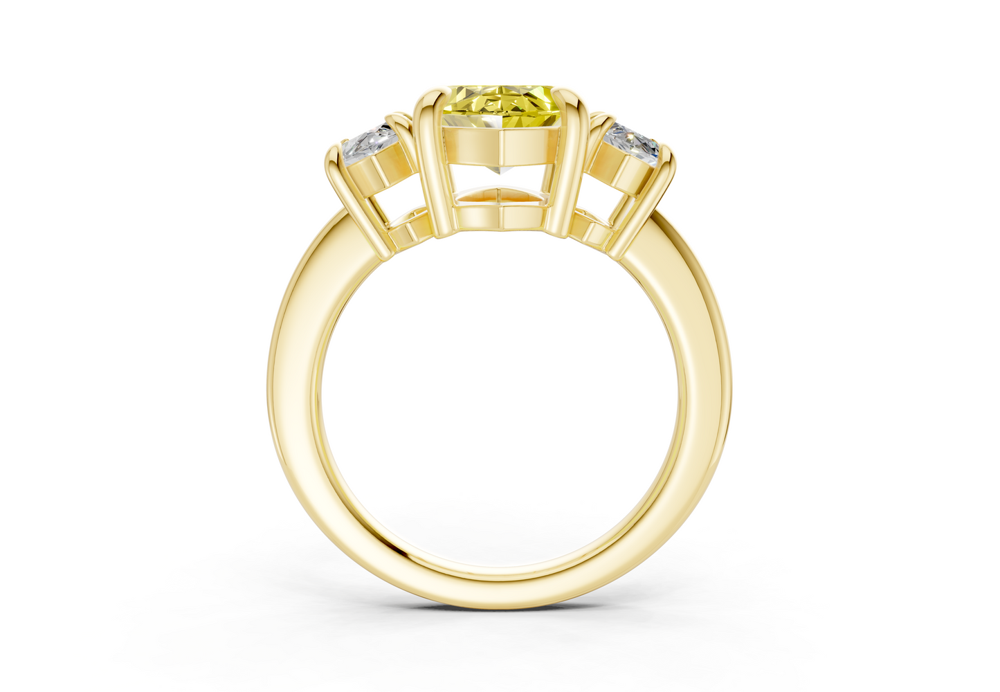 Valencia Yellow Diamond Three Stone Marquise Cut 2mm Engagement Ring