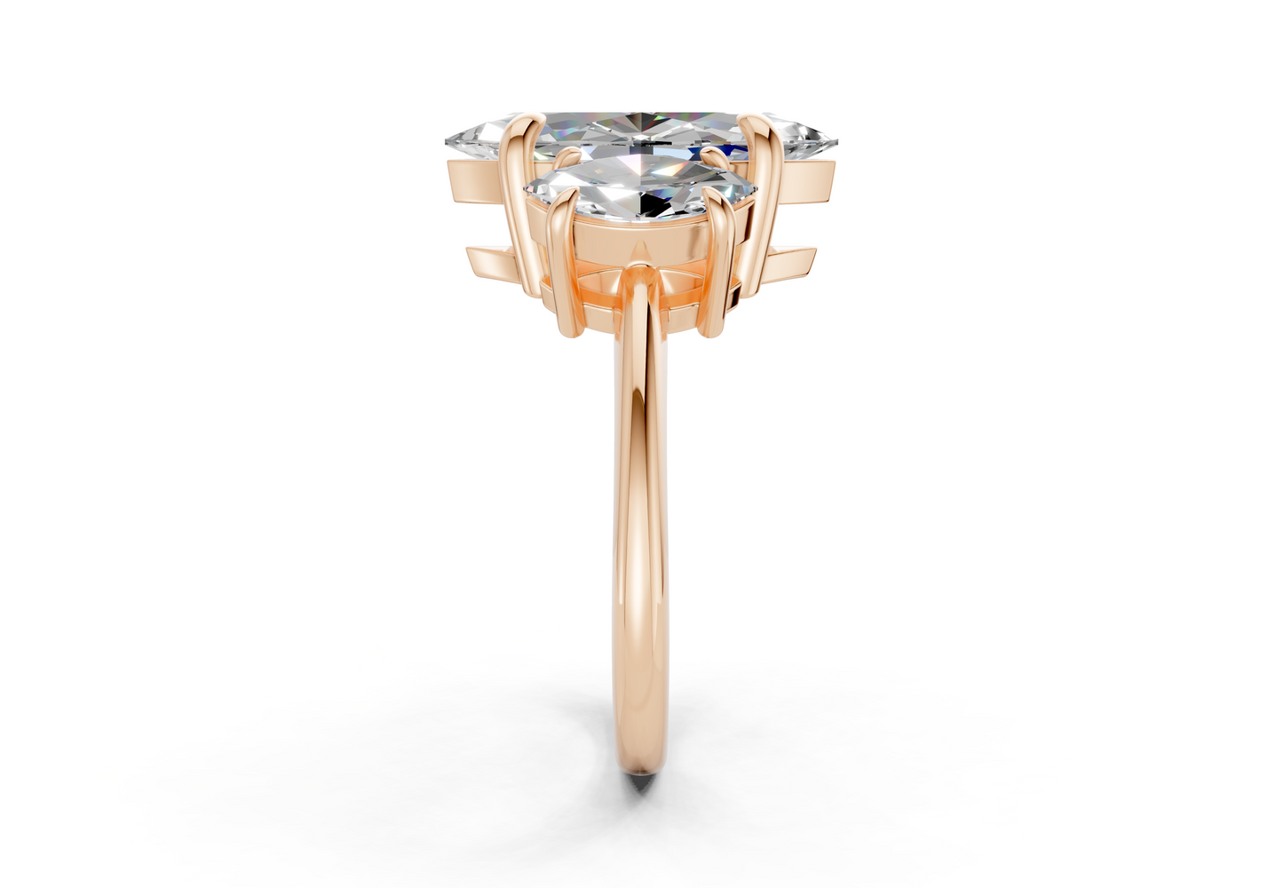 Valencia Diamond Three Stone Marquise Cut 2mm Engagement Ring