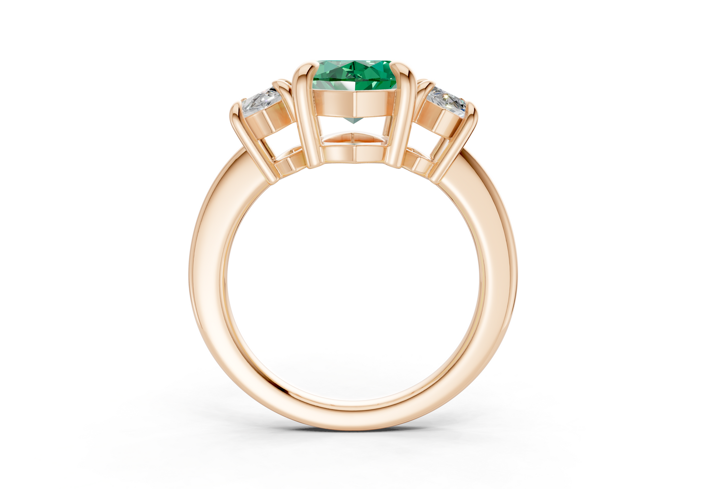 Valencia Emerald Gemstone Three Stone Marquise Cut 2mm Engagement Ring