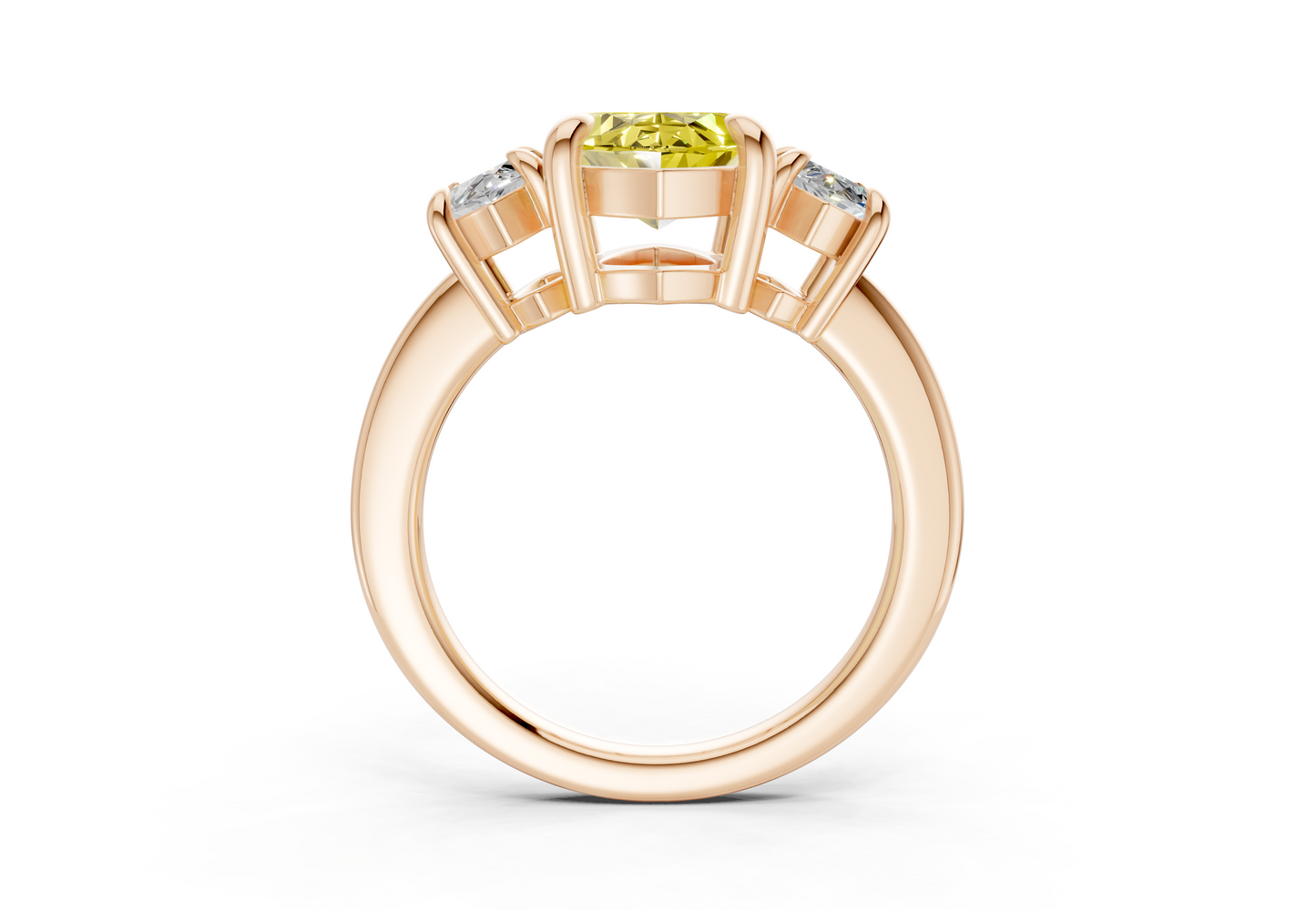 Valencia Yellow Diamond Three Stone Marquise Cut 2mm Engagement Ring