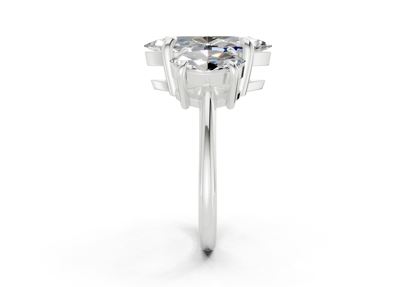 Valencia Diamond Three Stone Marquise Cut 2mm Engagement Ring