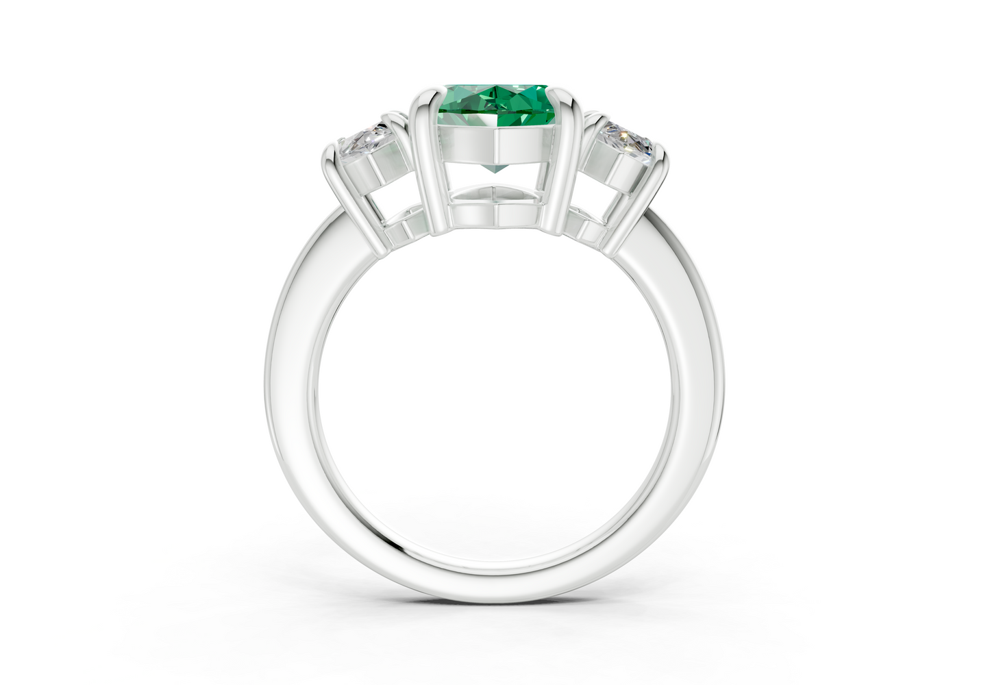Valencia Emerald Gemstone Three Stone Marquise Cut 2mm Engagement Ring
