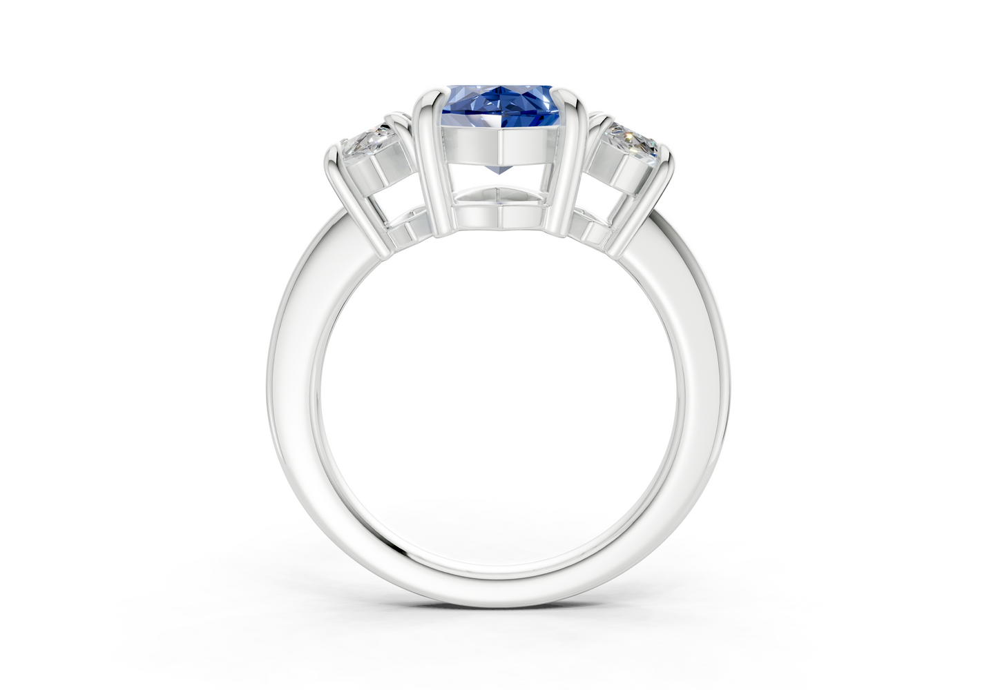 Valencia Sapphire Gemstone Three Stone Marquise Cut 2mm Engagement Ring