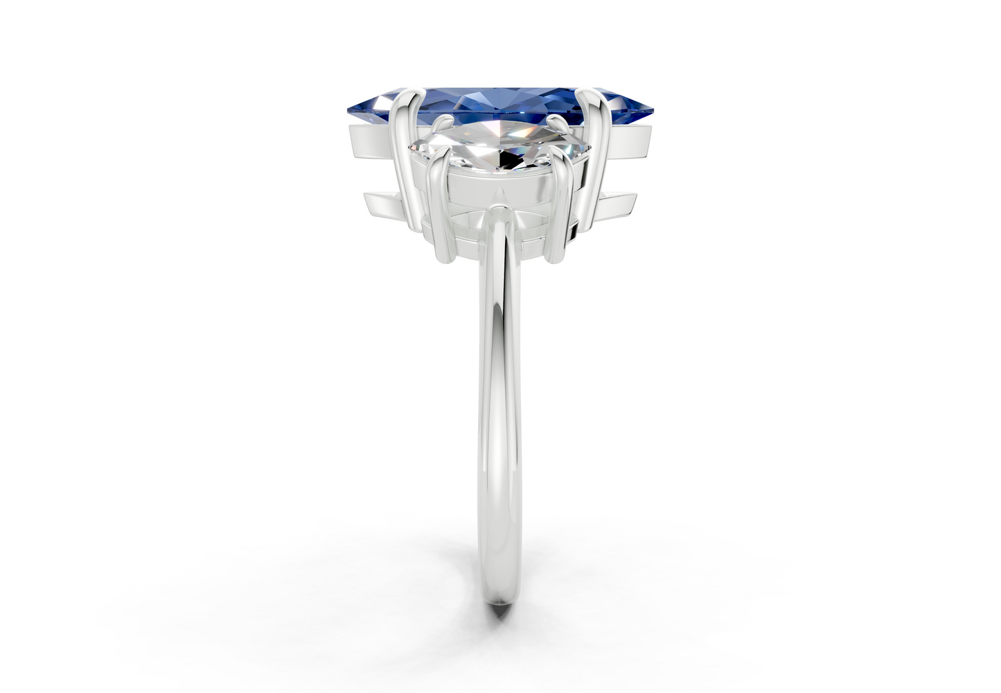 Valencia Sapphire Gemstone Three Stone Marquise Cut 2mm Engagement Ring