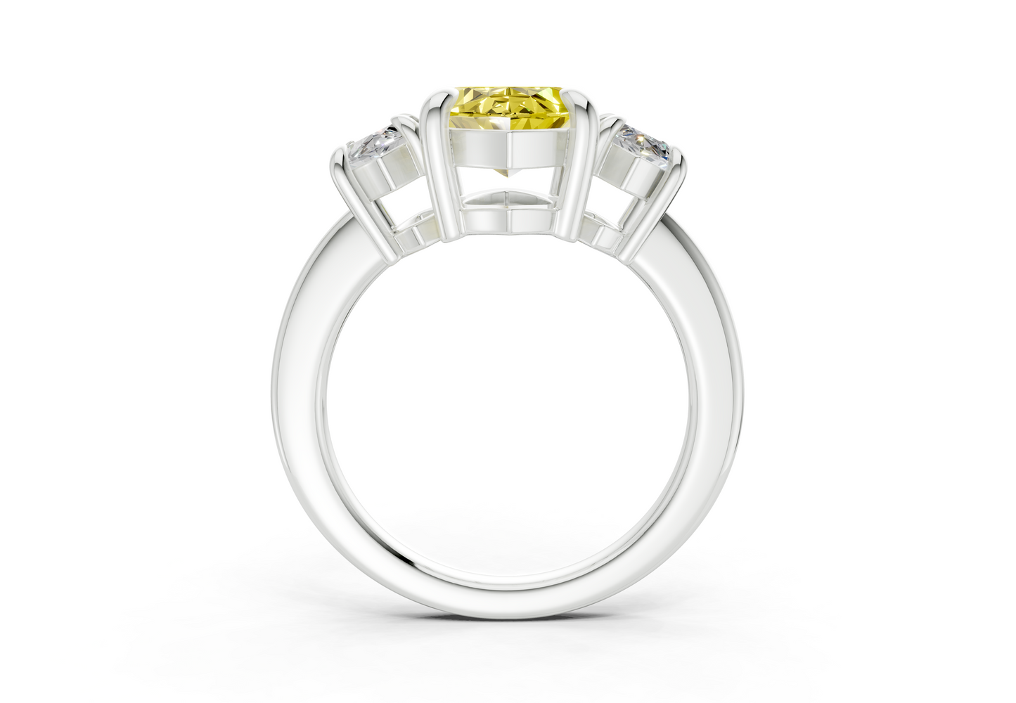 Valencia Yellow Diamond Three Stone Marquise Cut 2mm Engagement Ring