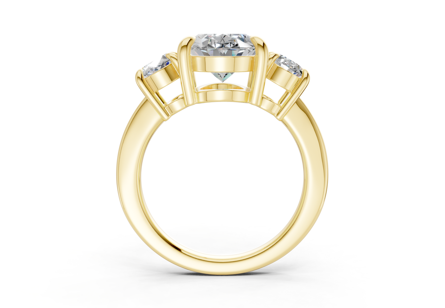 Valencia Diamond Three Stone Oval Cut 2mm Engagement Ring