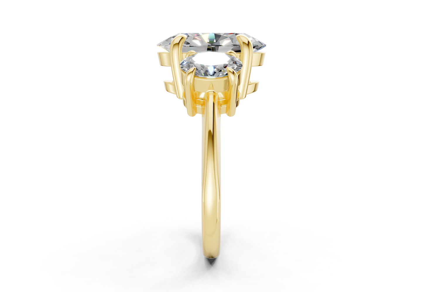 Valencia Diamond Three Stone Oval Cut 2mm Engagement Ring