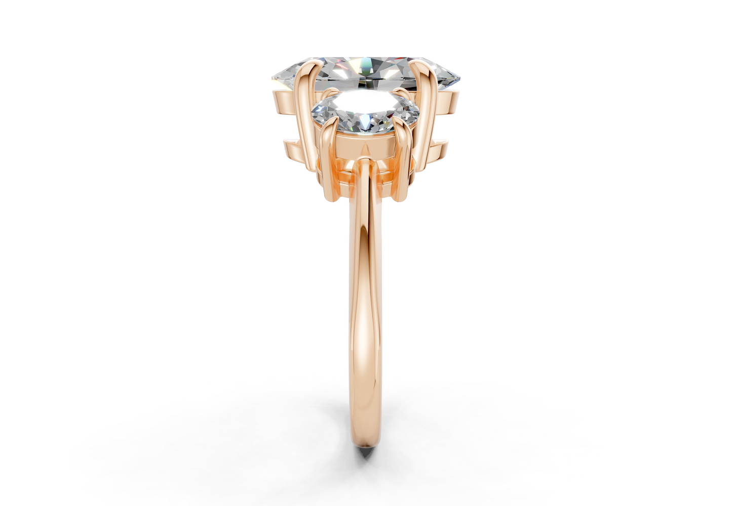 Valencia Diamond Three Stone Oval Cut 2mm Engagement Ring