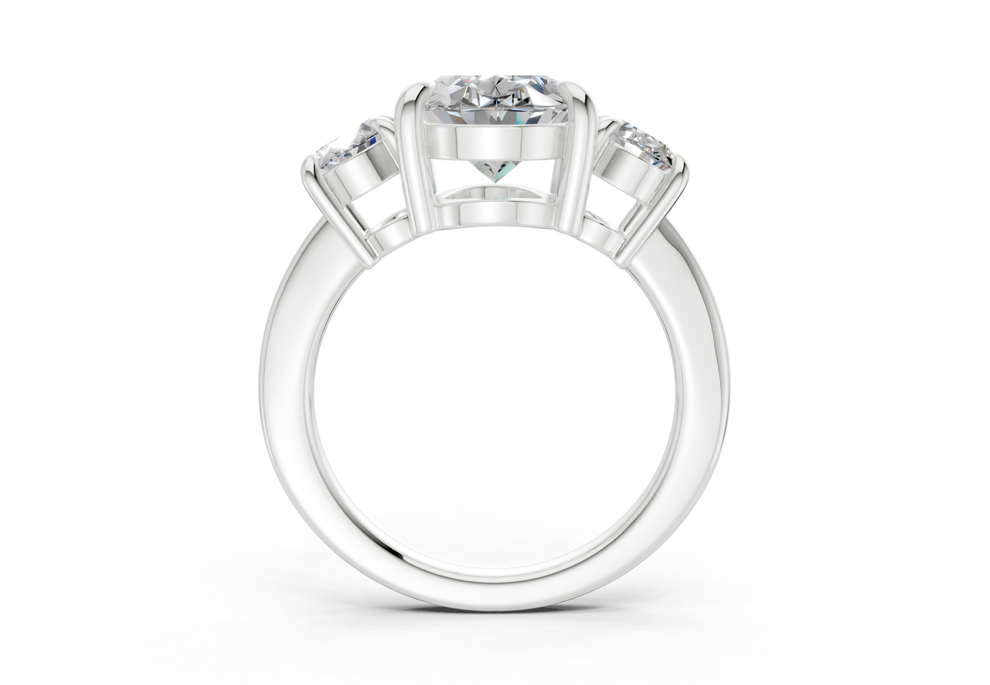 Valencia Diamond Three Stone Oval Cut 2mm Engagement Ring