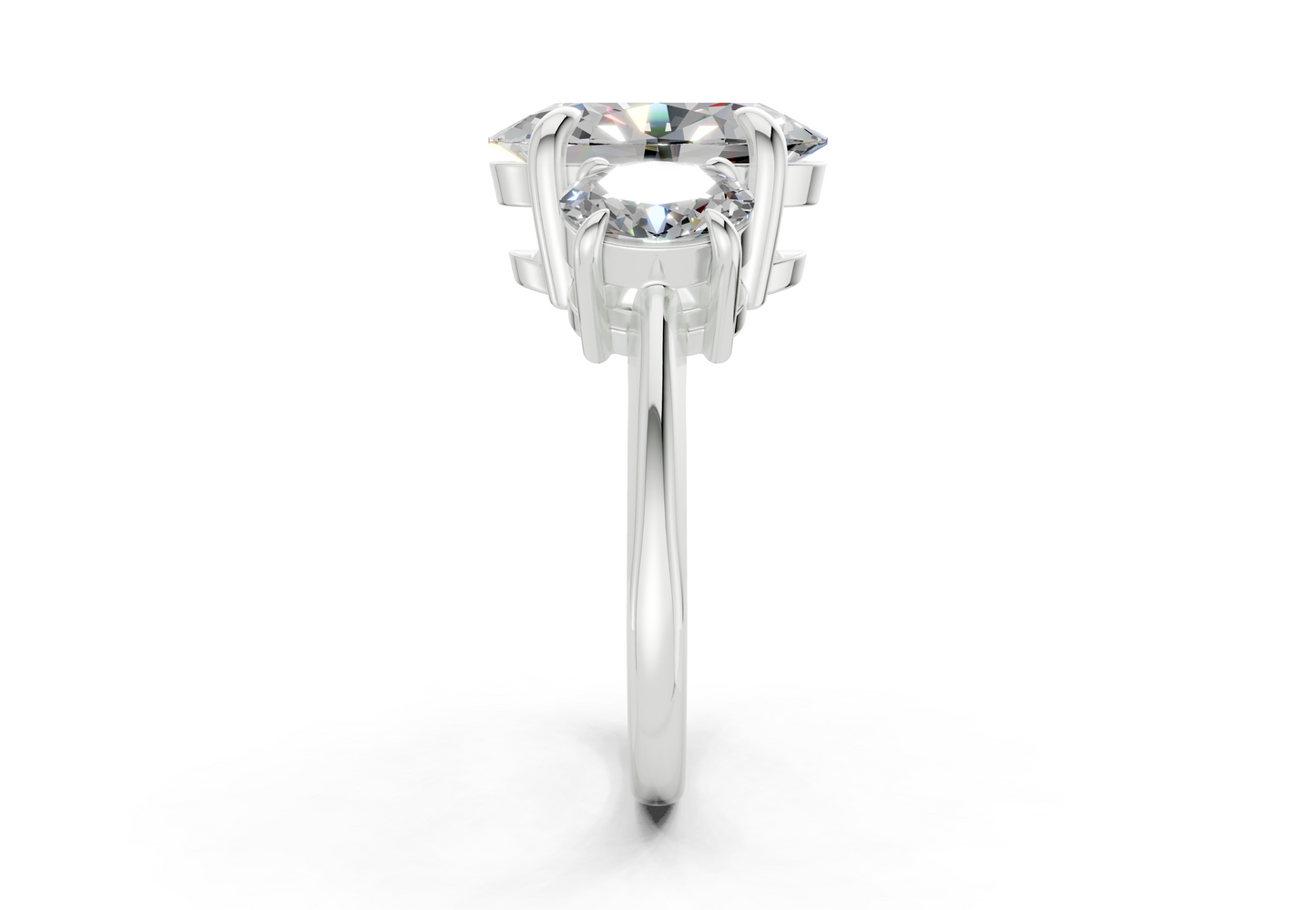 Valencia Diamond Three Stone Oval Cut 2mm Engagement Ring