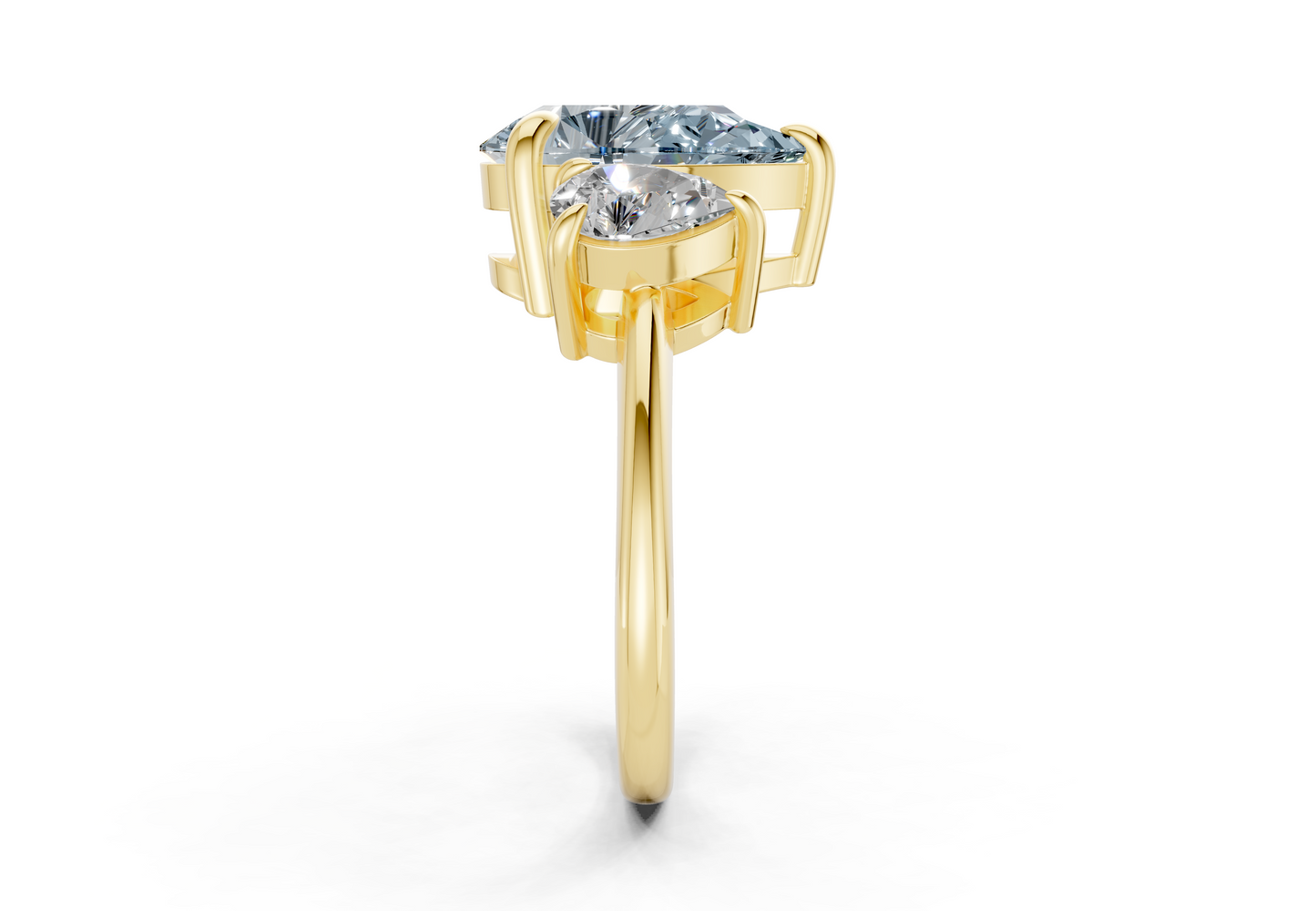 Valencia Blue Diamond Three Stone Pear Cut 2mm Engagement Ring