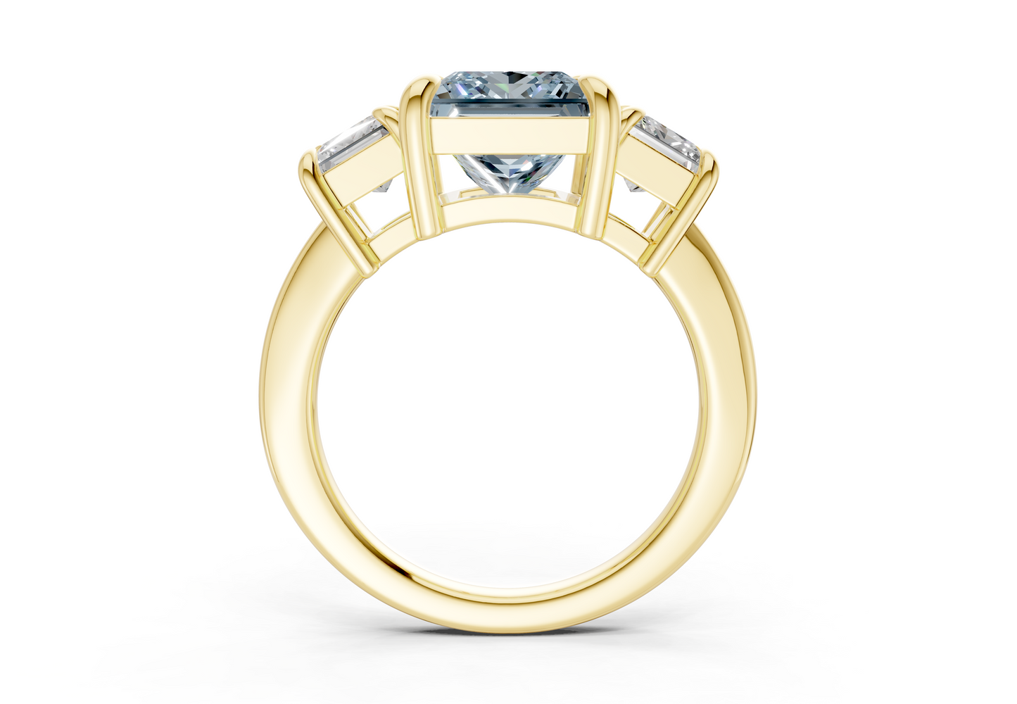Valencia Blue Diamond Three Stone Princess Cut 2mm Engagement Ring