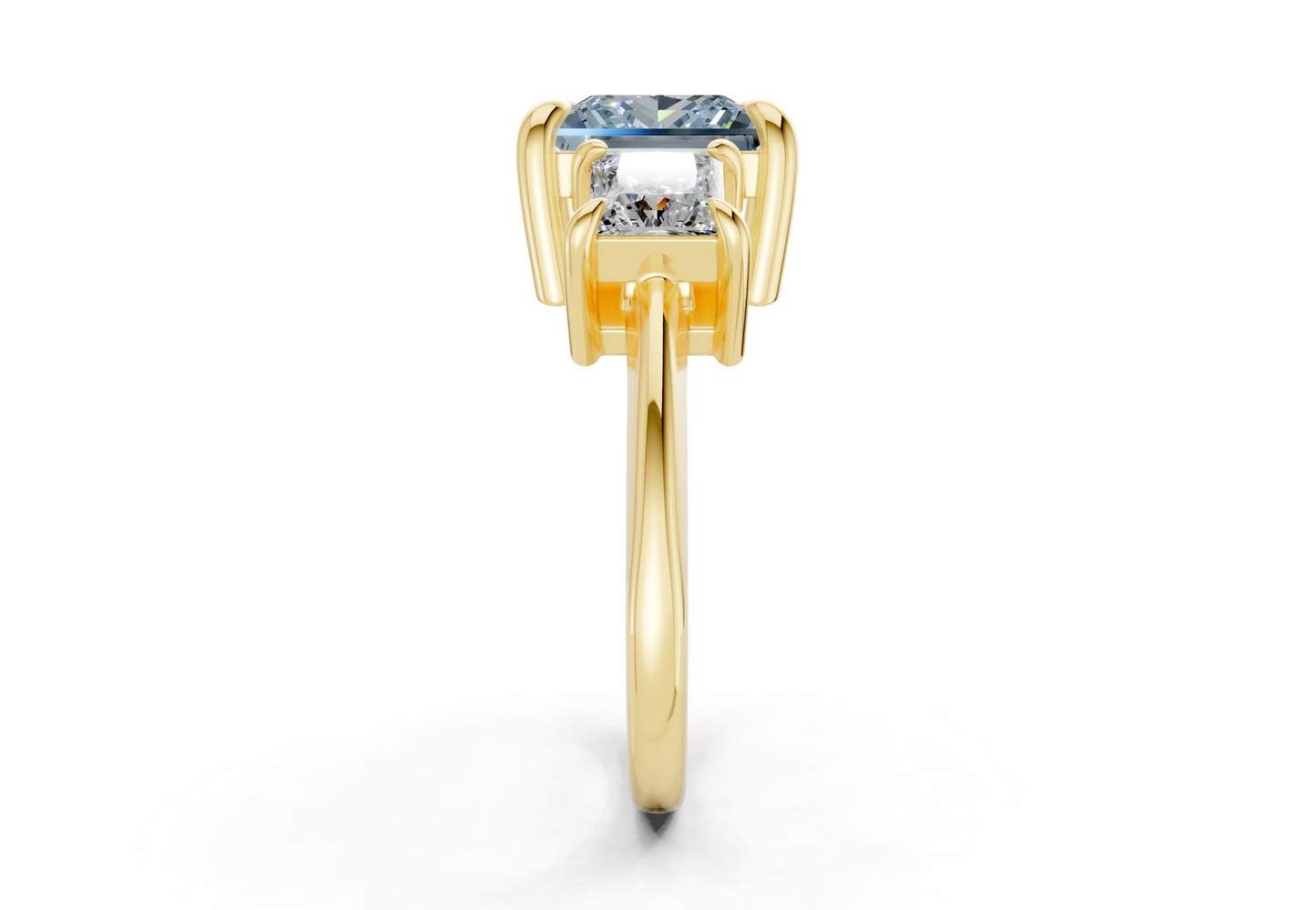 Valencia Blue Diamond Three Stone Princess Cut 2mm Engagement Ring