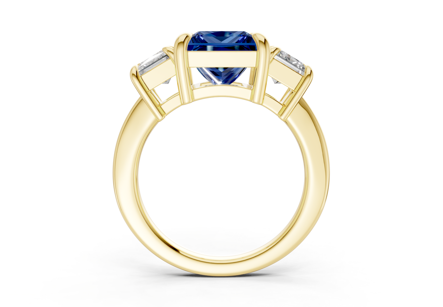 Valencia Sapphire Gemstone Three Stone Princess Cut 2mm Engagement Ring