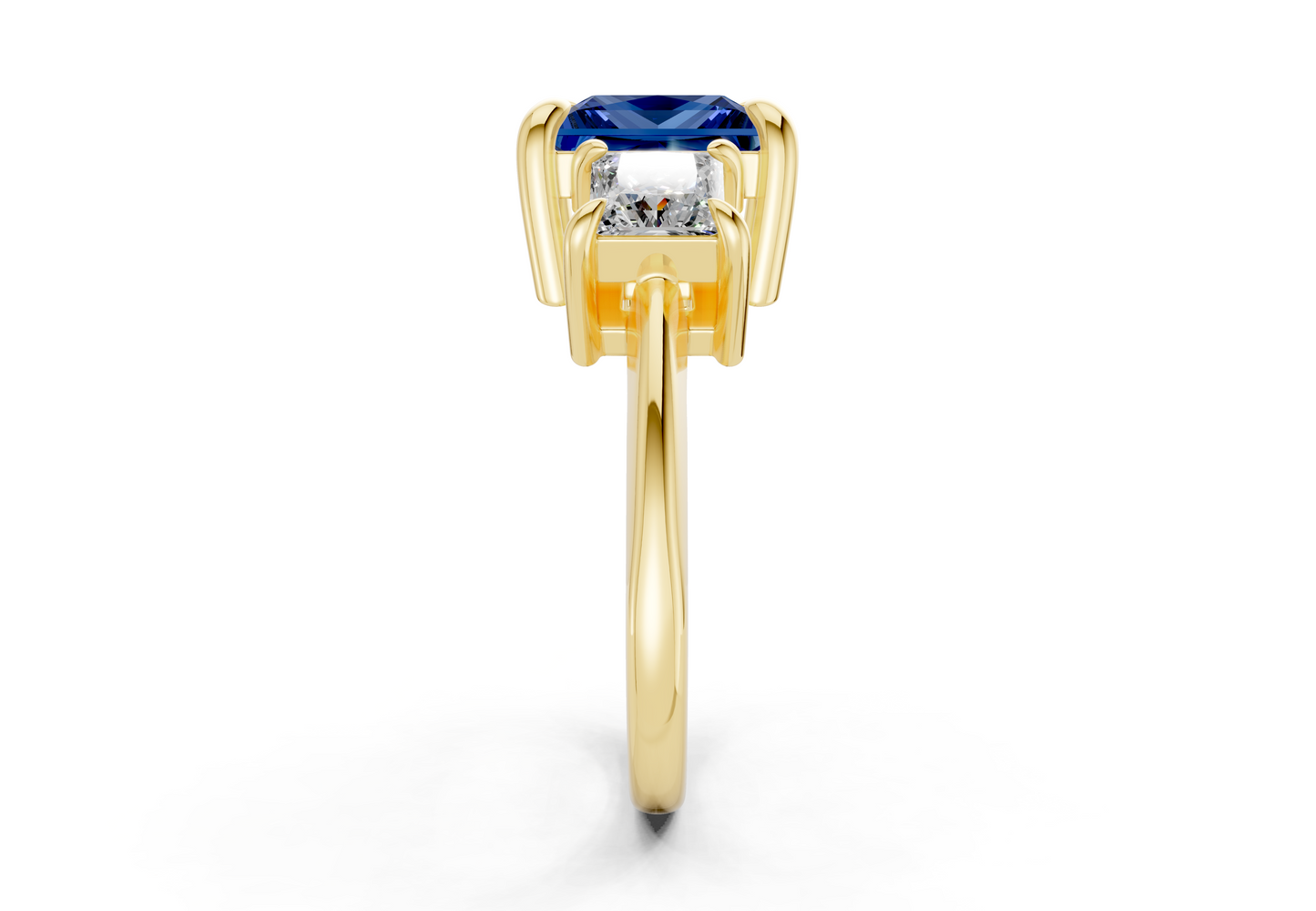 Valencia Sapphire Gemstone Three Stone Princess Cut 2mm Engagement Ring