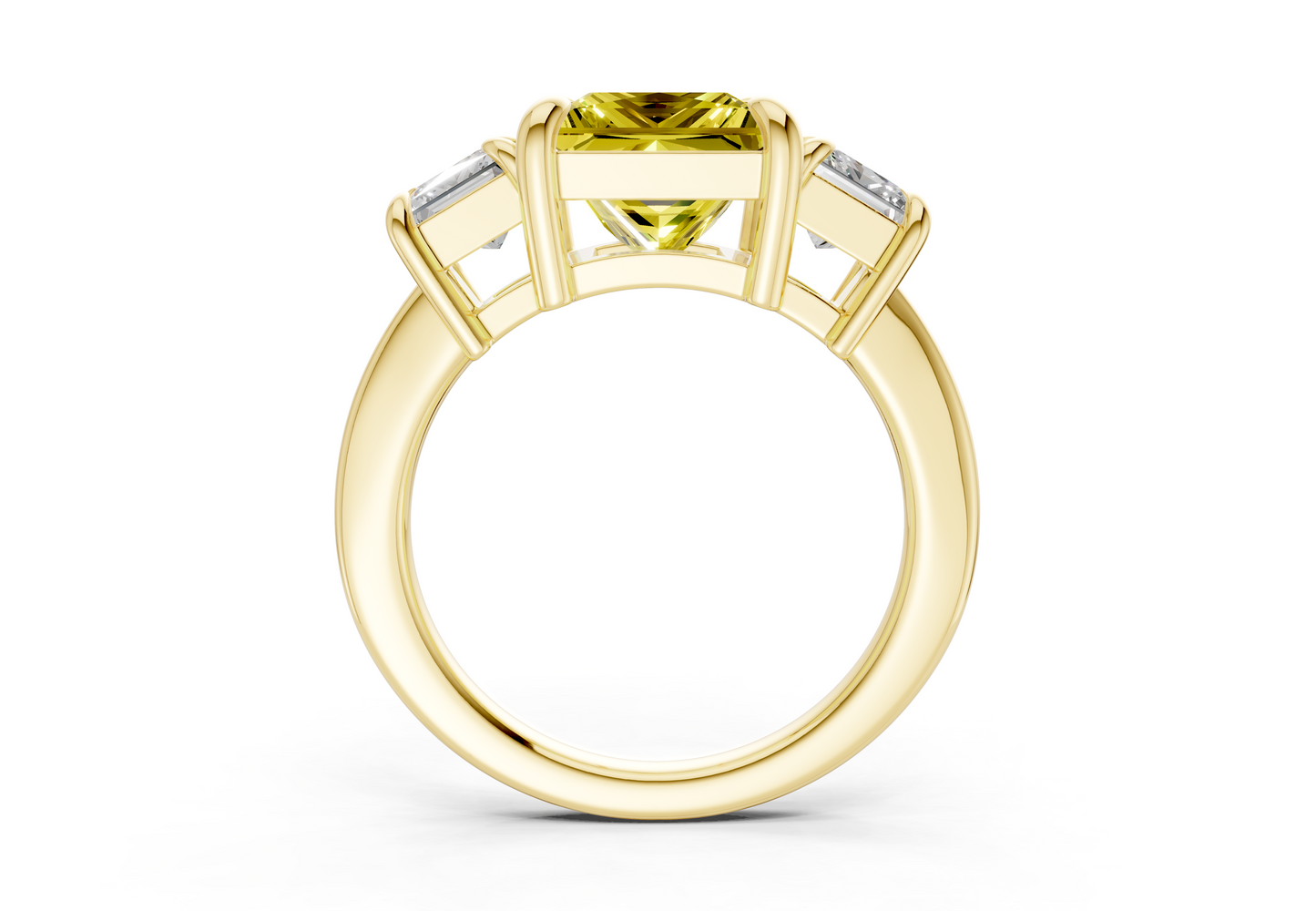 Valencia Yellow Diamond Three Stone Princess Cut 2mm Engagement Ring