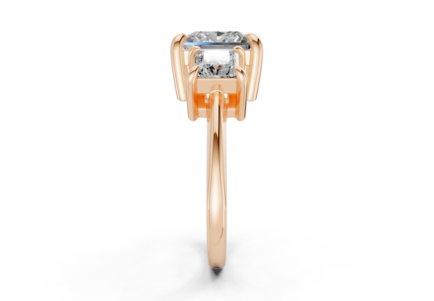 Valencia Diamond Three Stone Princess Cut 2mm Engagement Ring