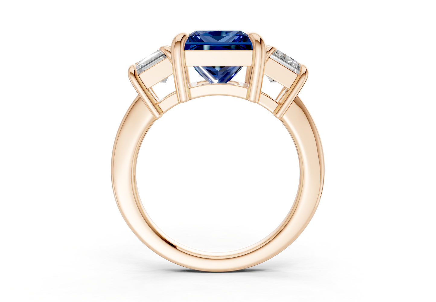 Valencia Sapphire Gemstone Three Stone Princess Cut 2mm Engagement Ring