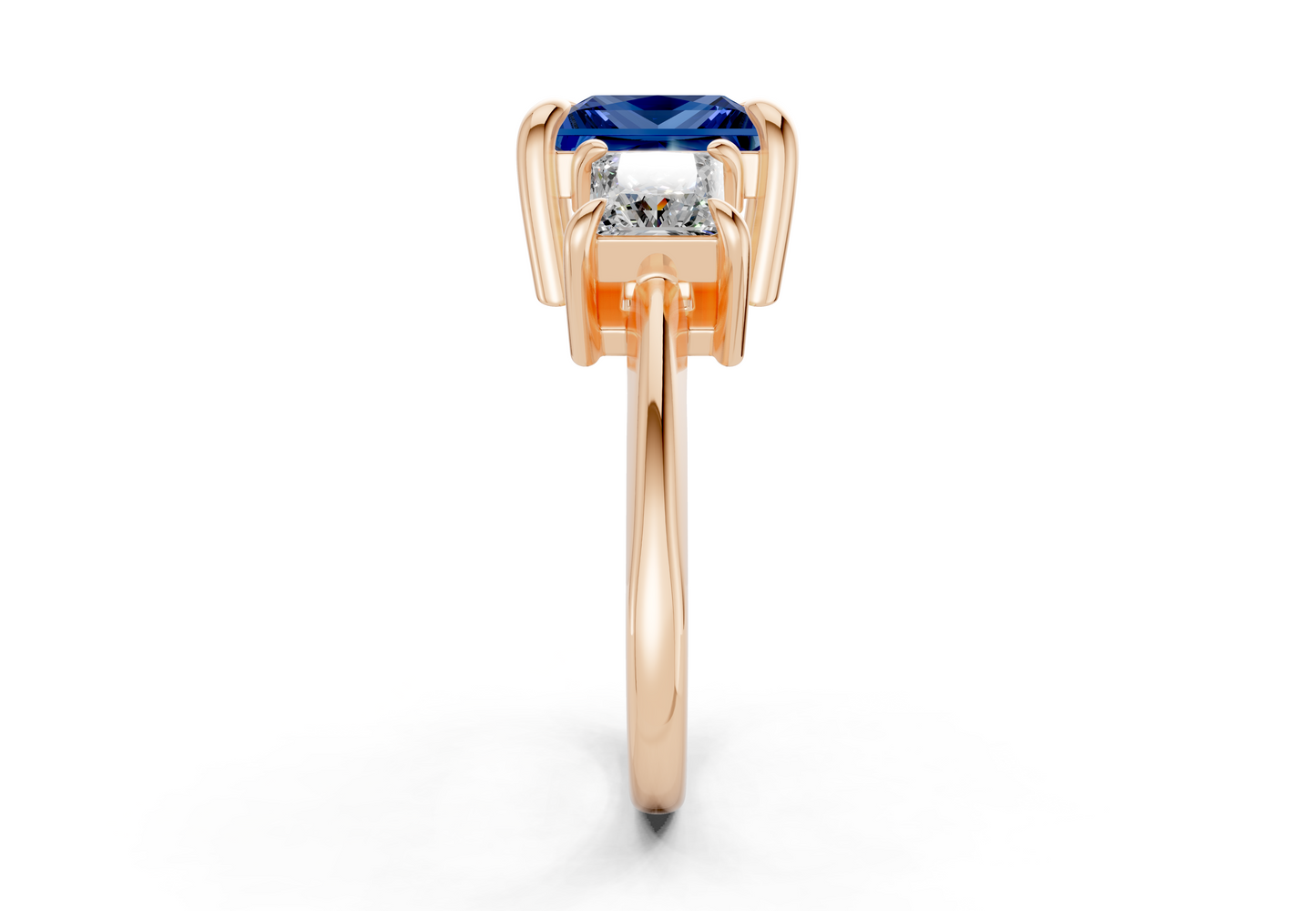 Valencia Sapphire Gemstone Three Stone Princess Cut 2mm Engagement Ring