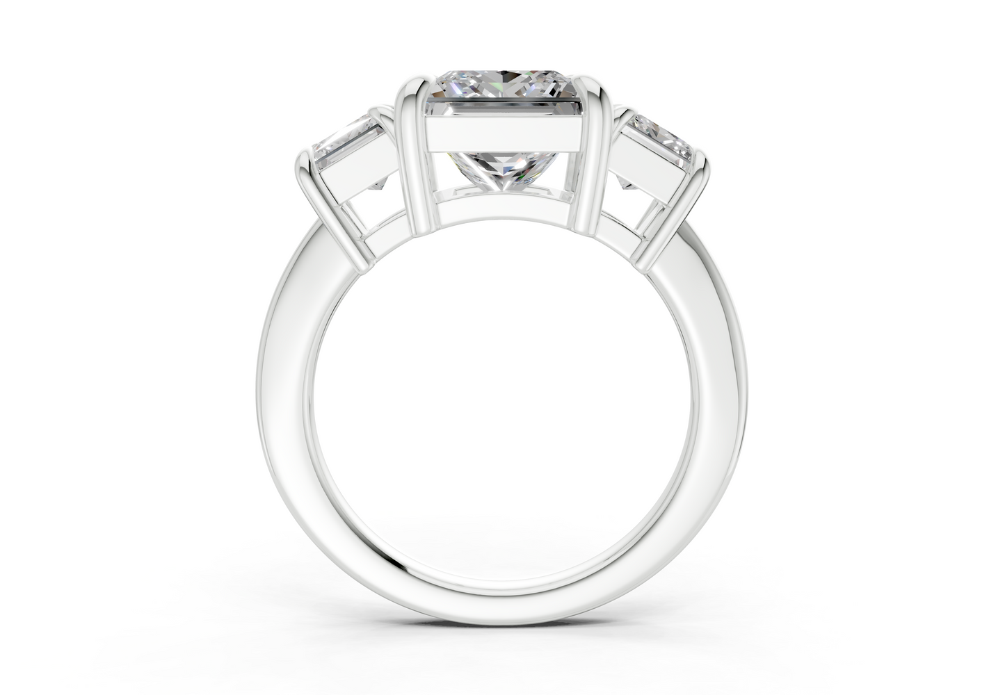 Valencia Diamond Three Stone Princess Cut 2mm Engagement Ring