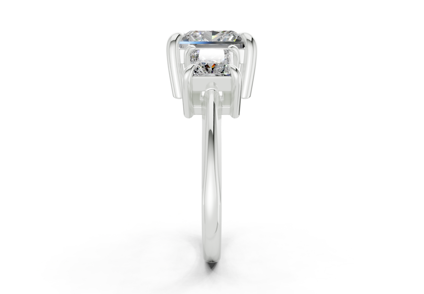 Valencia Diamond Three Stone Princess Cut 2mm Engagement Ring