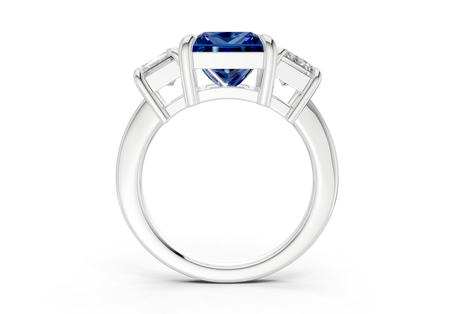 Valencia Sapphire Gemstone Three Stone Princess Cut 2mm Engagement Ring