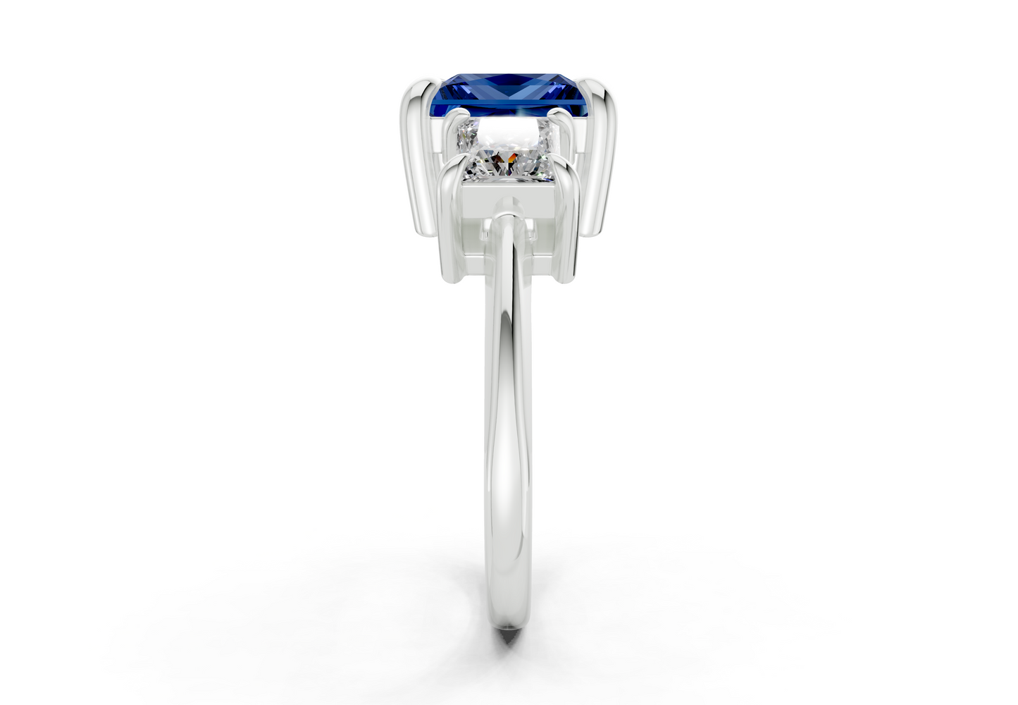 Valencia Sapphire Gemstone Three Stone Princess Cut 2mm Engagement Ring