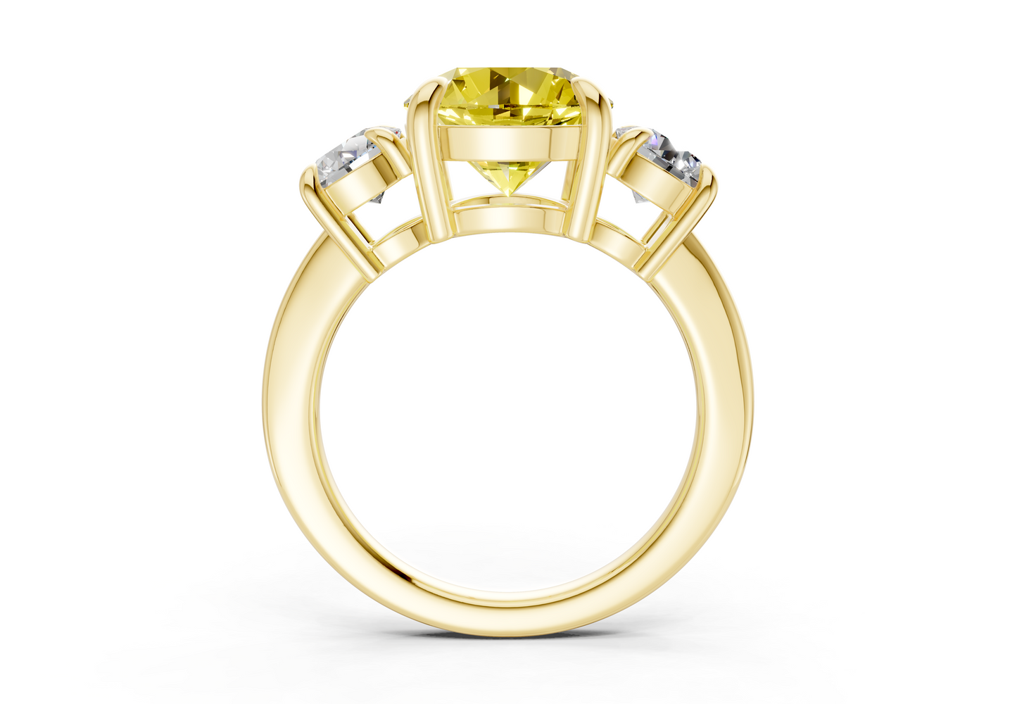 Valencia Yellow Diamond Three Stone Round Cut 2mm Engagement Ring