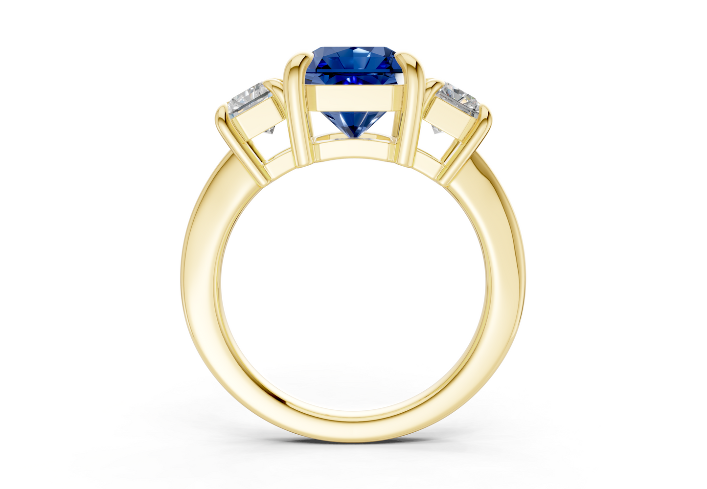 Valencia Sapphire Gemstone Three Stone Radiant Square Cut 2mm Engagement Ring