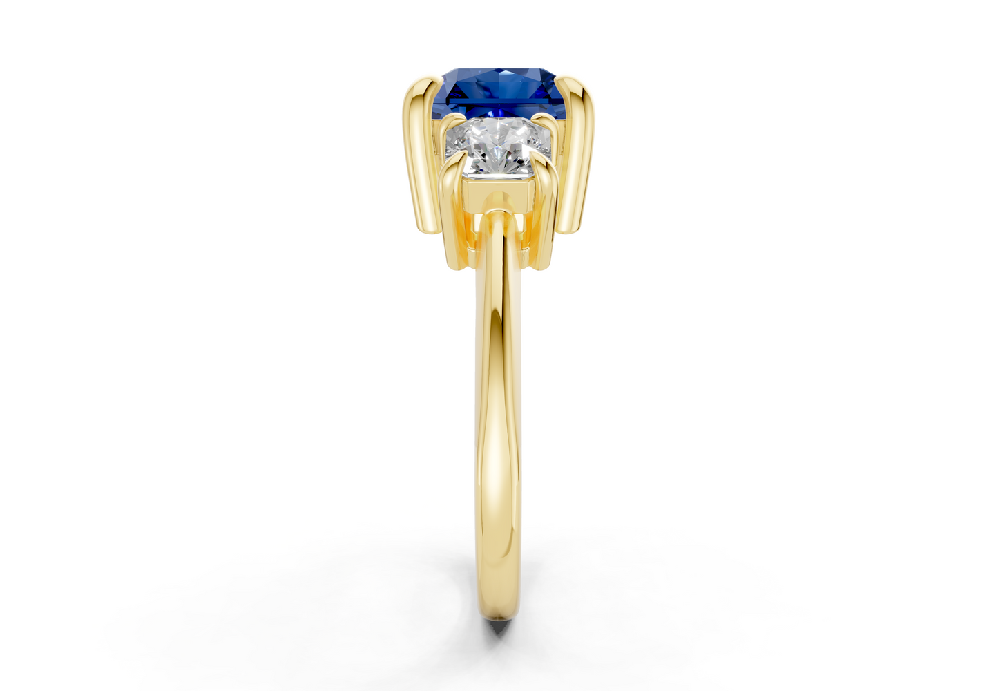 Valencia Sapphire Gemstone Three Stone Radiant Square Cut 2mm Engagement Ring