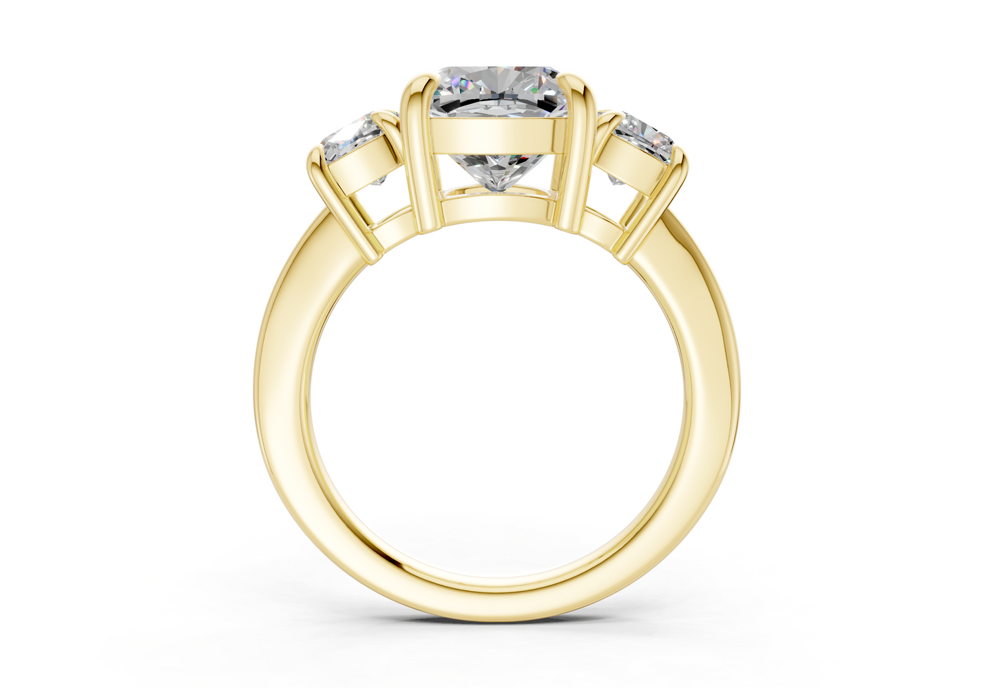 Valencia Diamond Three Stone Cushion Square Cut 2mm Engagement Ring