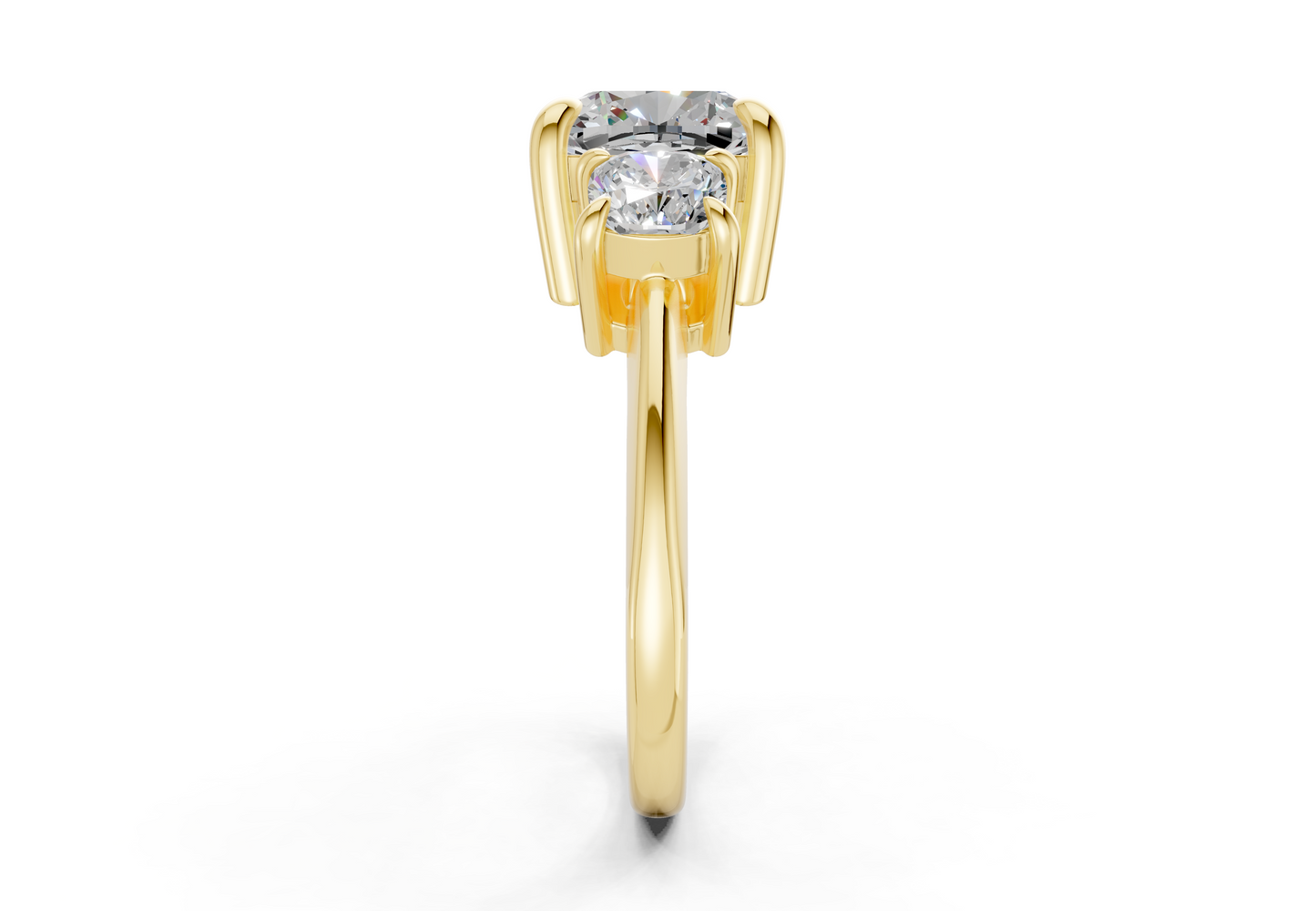 Valencia Diamond Three Stone Cushion Square Cut 2mm Engagement Ring