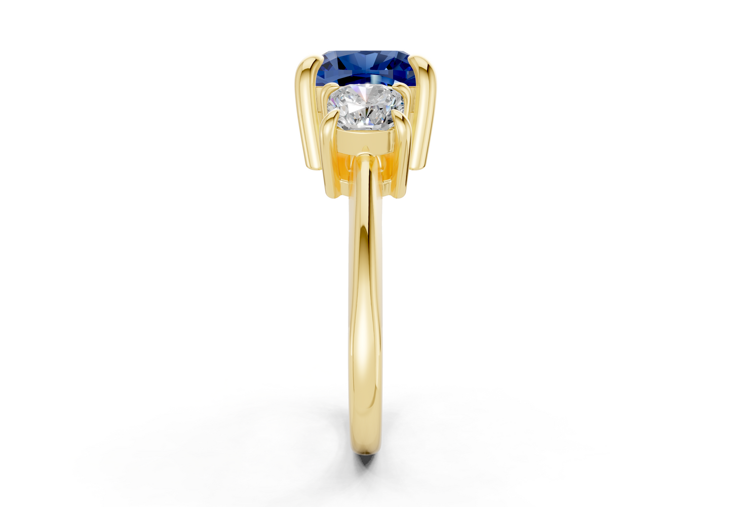 Valencia Sapphire Gemstone Three Stone Cushion Square Cut 2mm Engagement Ring
