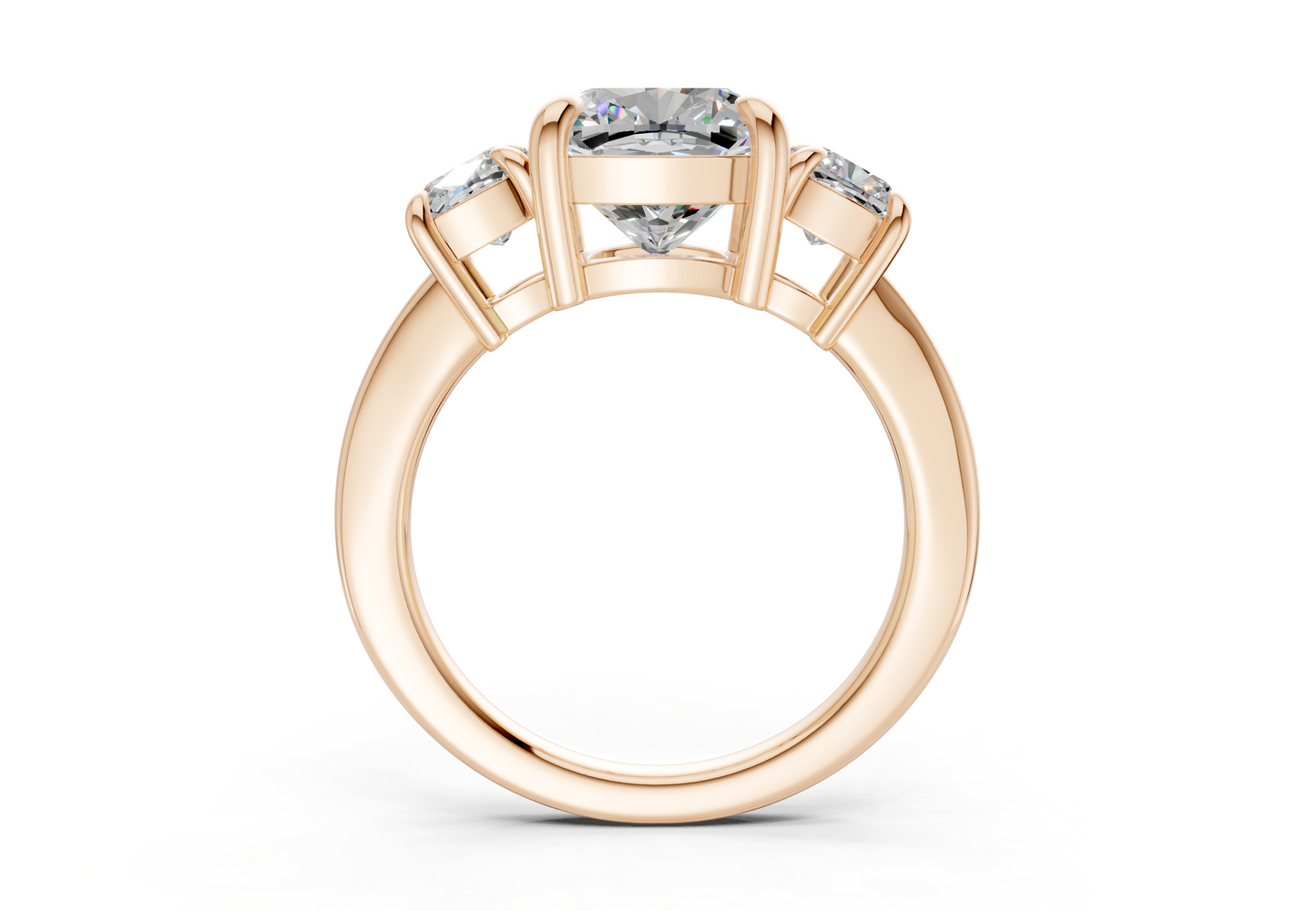 Valencia Diamond Three Stone Cushion Square Cut 2mm Engagement Ring