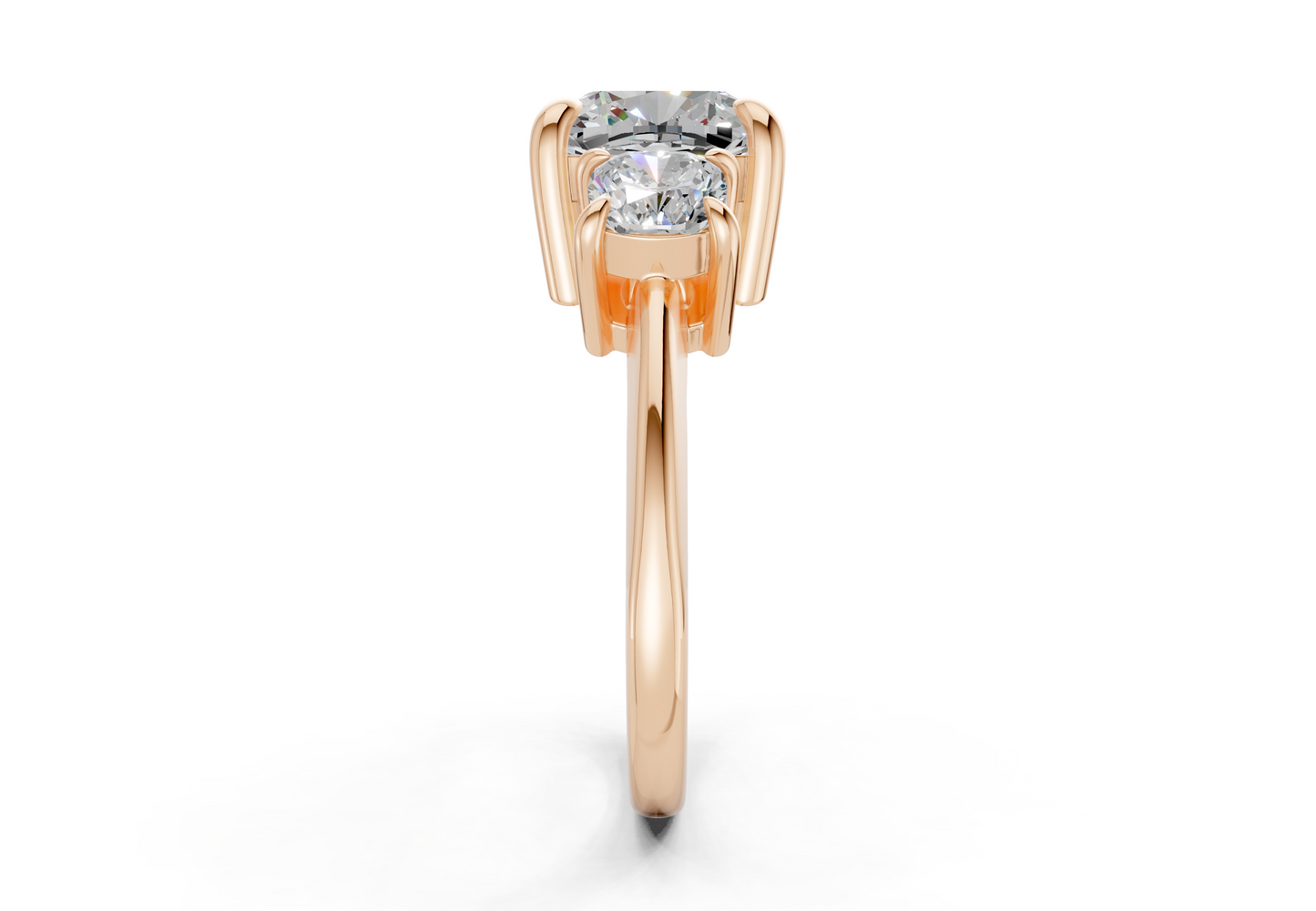 Valencia Diamond Three Stone Cushion Square Cut 2mm Engagement Ring