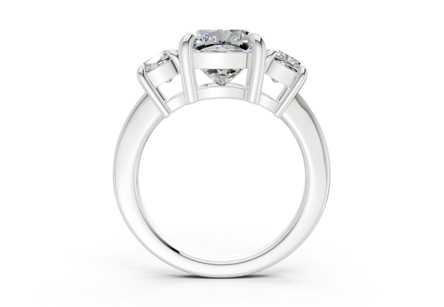 Valencia Diamond Three Stone Cushion Square Cut 2mm Engagement Ring