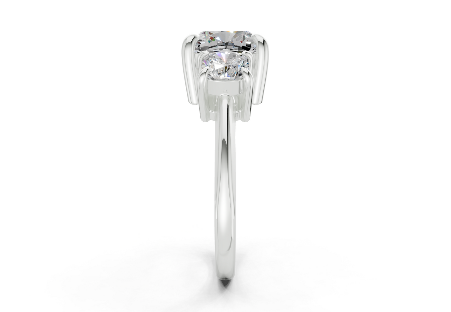 Valencia Diamond Three Stone Cushion Square Cut 2mm Engagement Ring