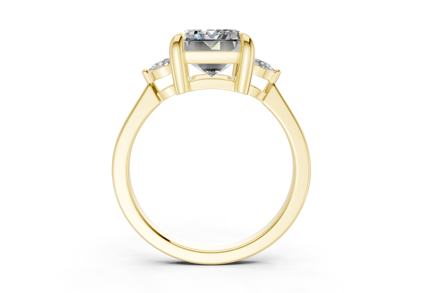 Mariana Diamond Three Stone Emerald Cut 2mm Engagement Ring