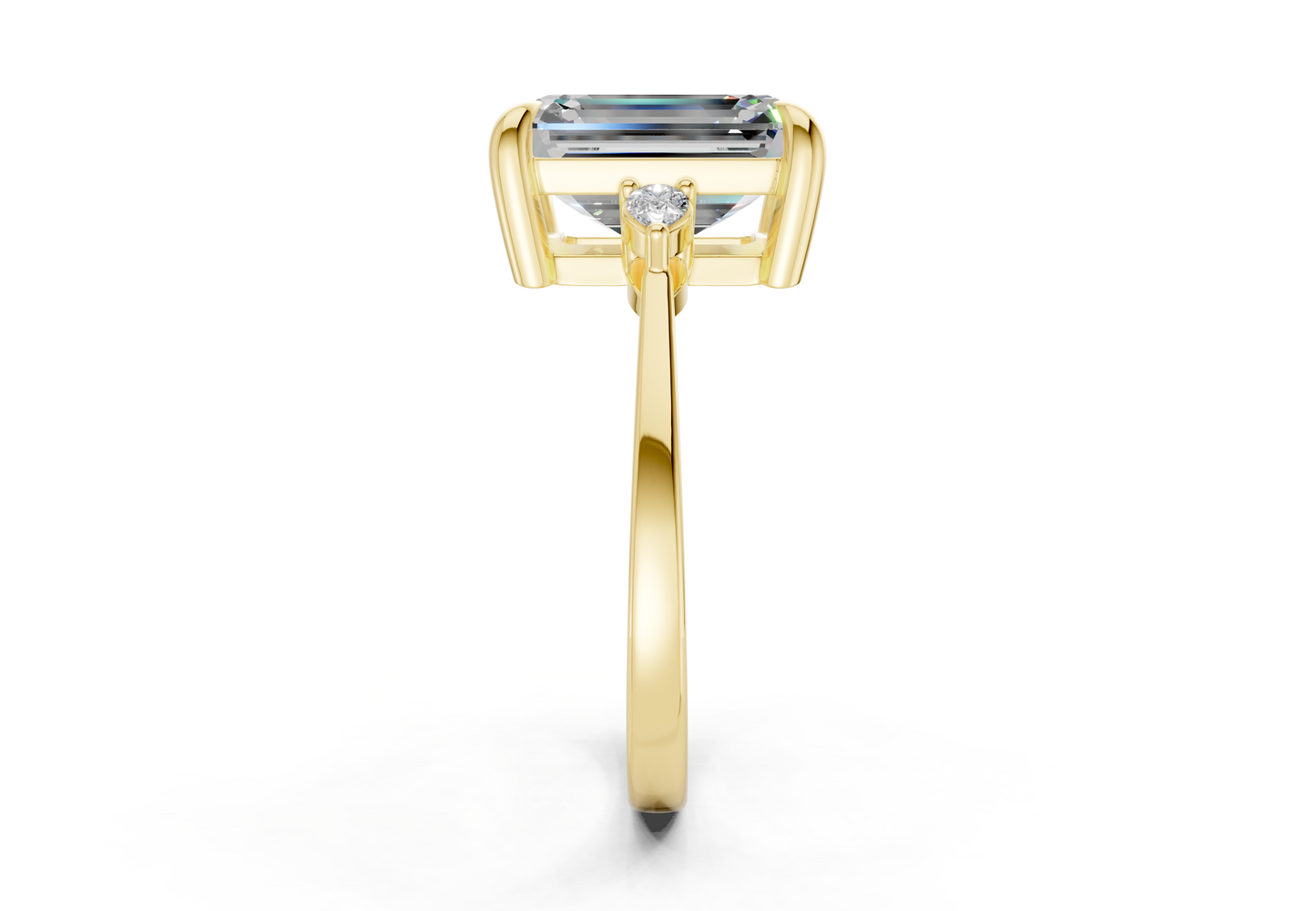 Mariana Diamond Three Stone Emerald Cut 2mm Engagement Ring