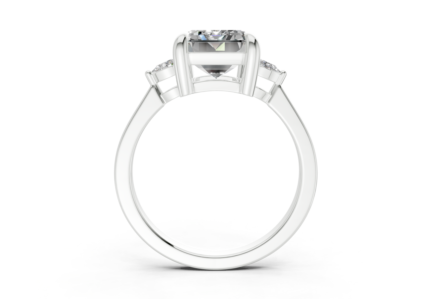 Mariana Diamond Three Stone Emerald Cut 2mm Engagement Ring