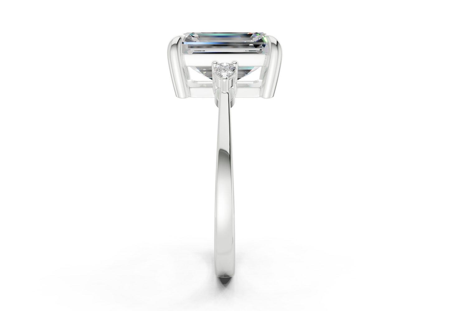 Mariana Diamond Three Stone Emerald Cut 2mm Engagement Ring