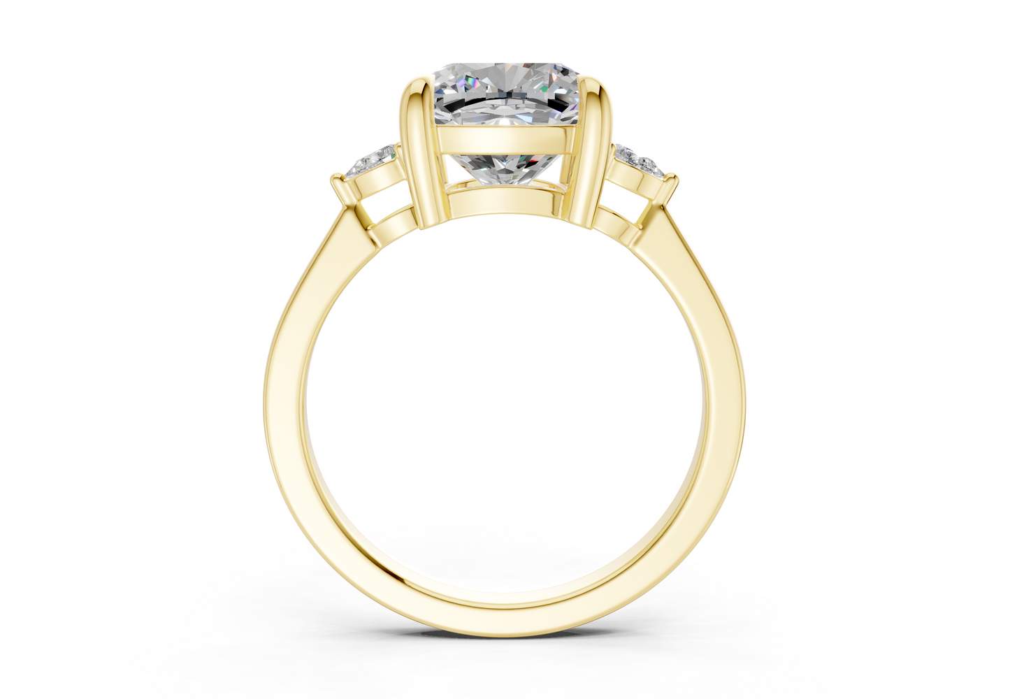 Mariana Diamond Three Stone Cushion Square Cut 2mm Engagement Ring