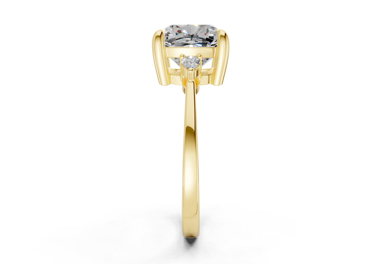 Mariana Diamond Three Stone Cushion Square Cut 2mm Engagement Ring