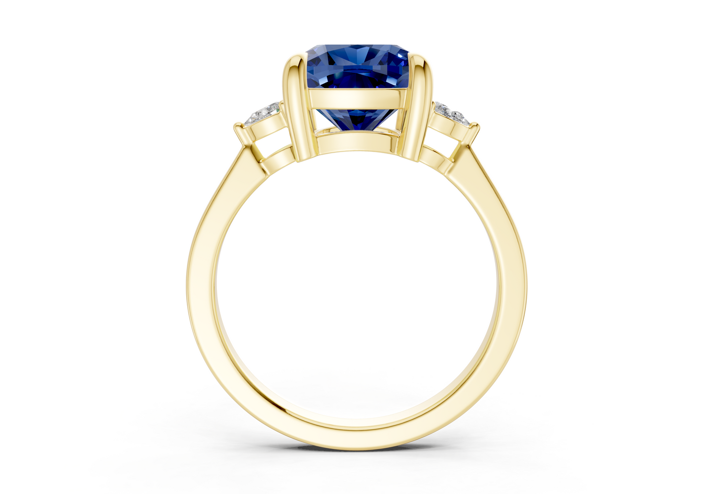 Mariana Sapphire Gemstone Three Stone Cushion Square Cut 2mm Engagement Ring
