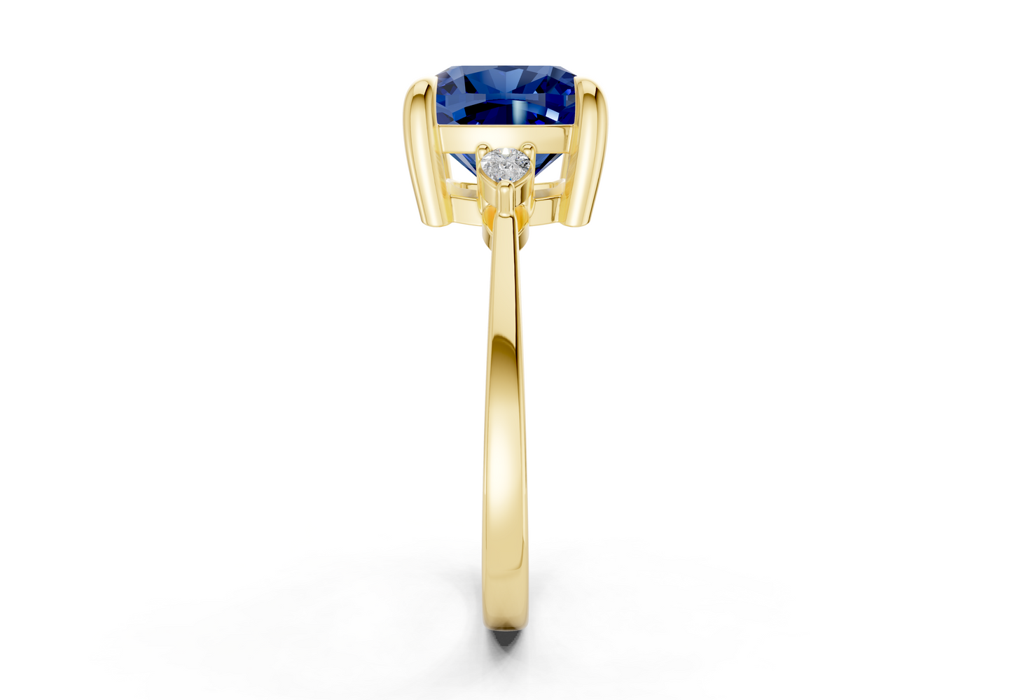 Mariana Sapphire Gemstone Three Stone Cushion Square Cut 2mm Engagement Ring