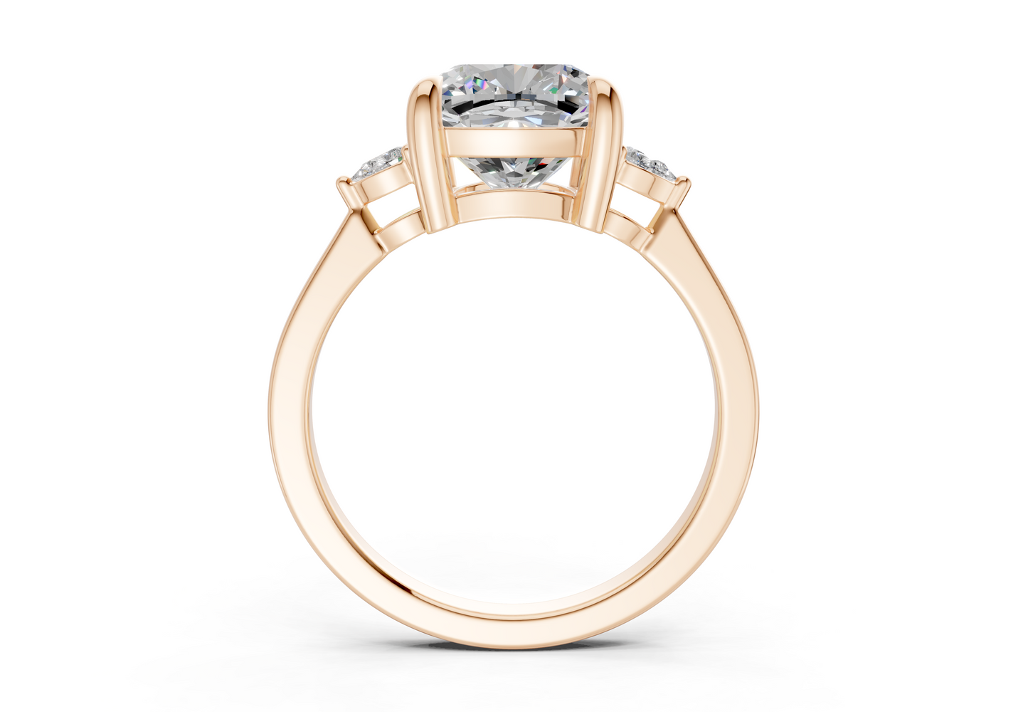 Mariana Diamond Three Stone Cushion Square Cut 2mm Engagement Ring