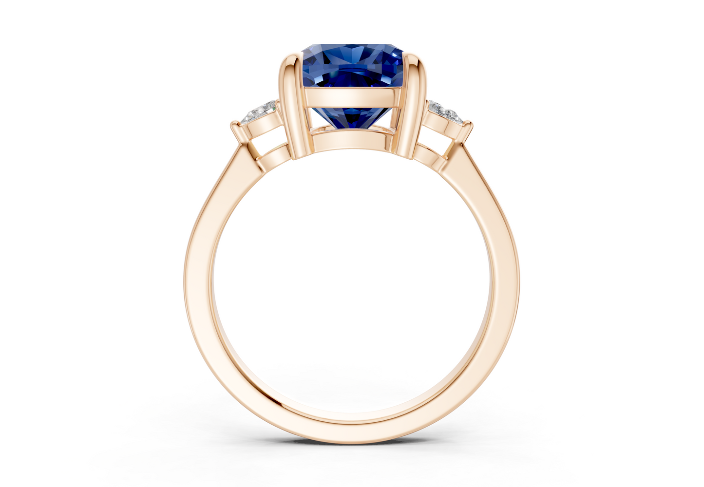Mariana Sapphire Gemstone Three Stone Cushion Square Cut 2mm Engagement Ring