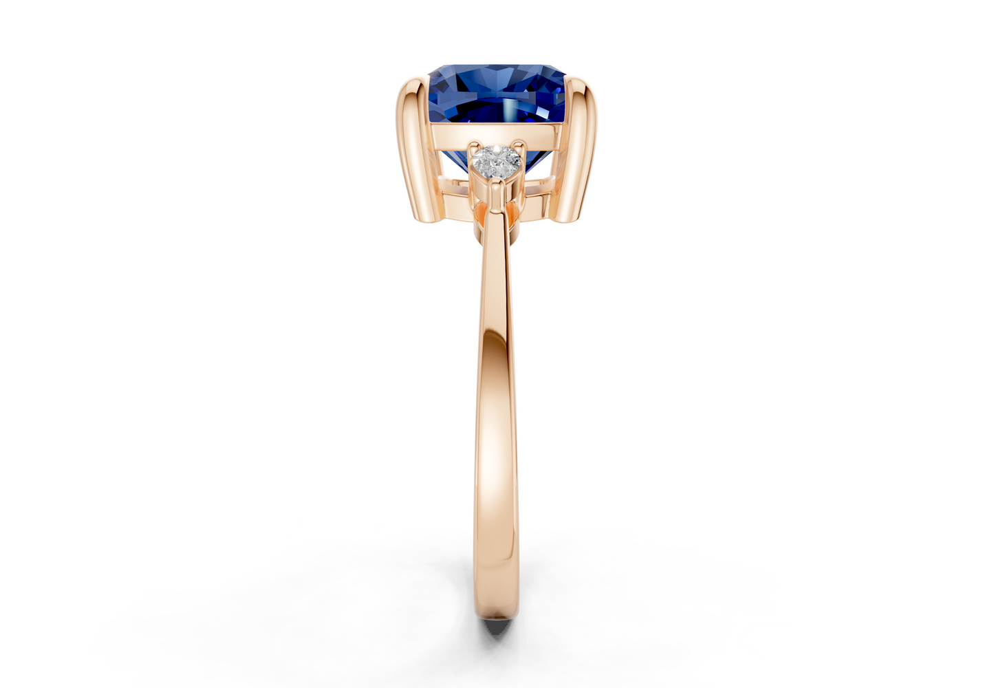 Mariana Sapphire Gemstone Three Stone Cushion Square Cut 2mm Engagement Ring