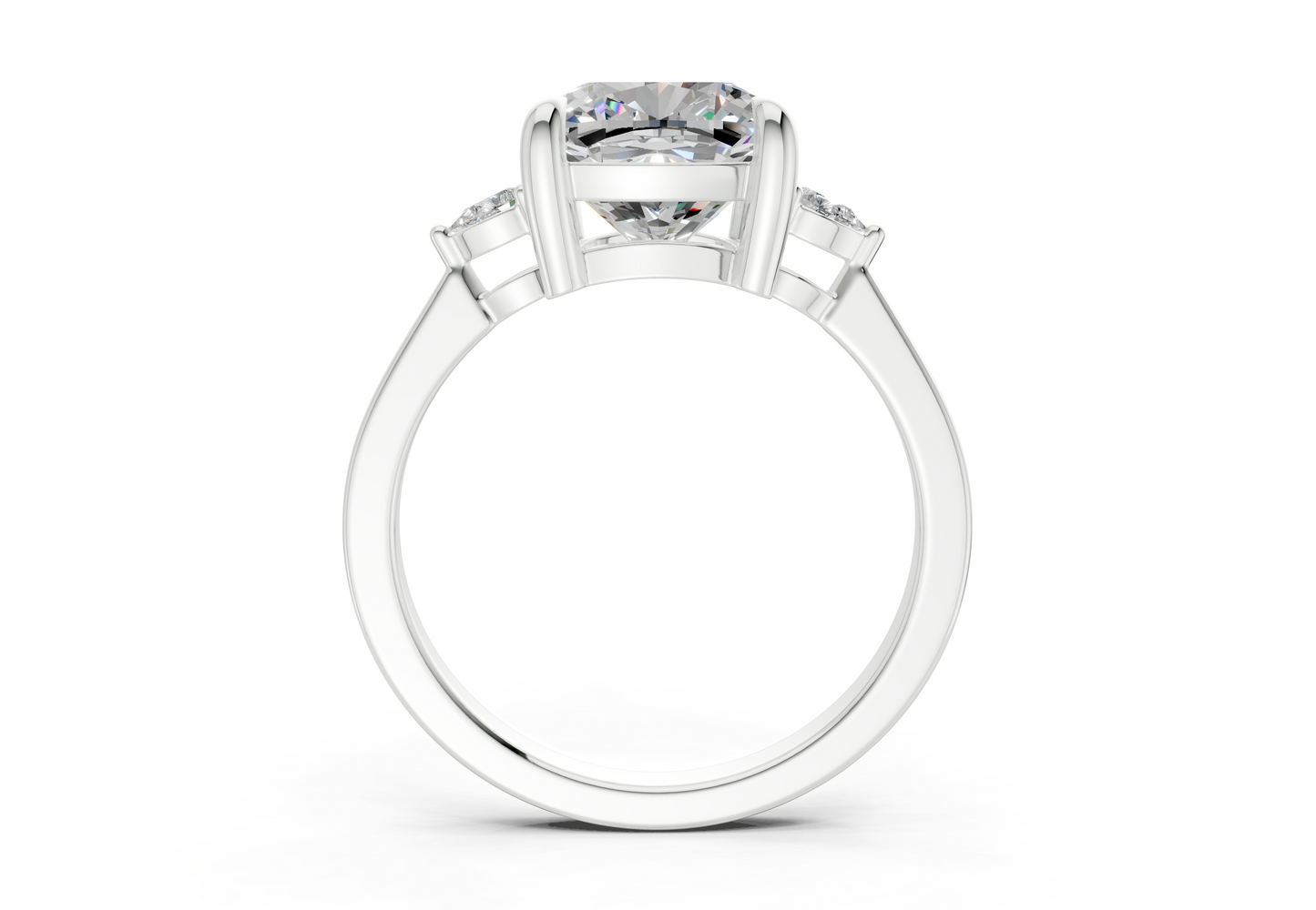 Mariana Diamond Three Stone Cushion Square Cut 2mm Engagement Ring