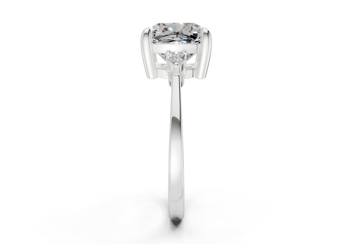 Mariana Diamond Three Stone Cushion Square Cut 2mm Engagement Ring